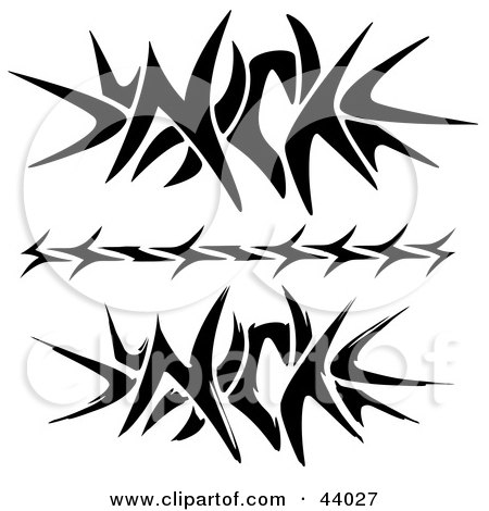 Clipart Illustration of a Collage Of Black And White Tribal Nick Tattoos by