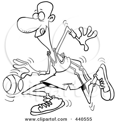 Royalty-free clipart picture of a line art design of a black basketball 