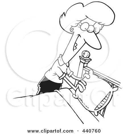 Cartoon  on Cartoon Black And White Outline Design Of A Woman Making A Bed By Ron