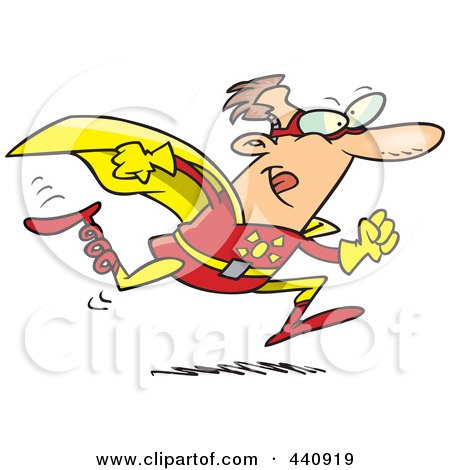 Cartoon Running Bionic Super Hero by Ron Leishman