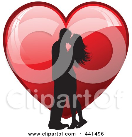couple kissing silhouette image. Silhouetted Couple Kissing