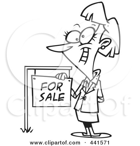 Real Estate Agent on Cartoon Black And White Outline Design Of A Female Realtor By A For