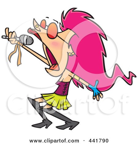 Preview Clipart   Cartoon Lady Rock Star Singing by Ron Leishman