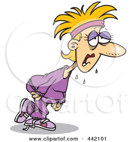 Royalty-free clipart picture of a sweaty woman exercising for her 