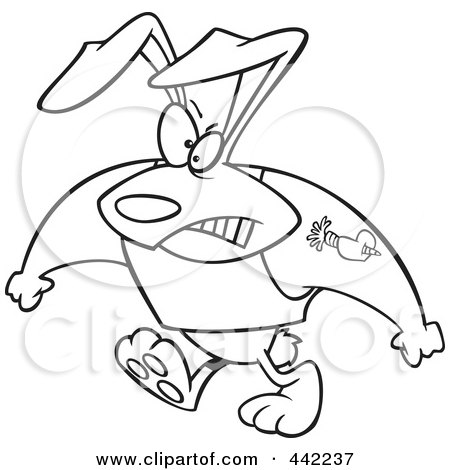Royalty-Free (RF) Clip Art Illustration of a Cartoon Black And White Outline 