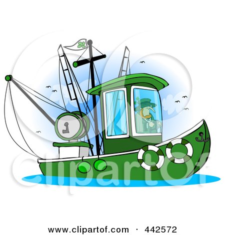 free clip art fishing boat. Leprechaun Steering A Fishing