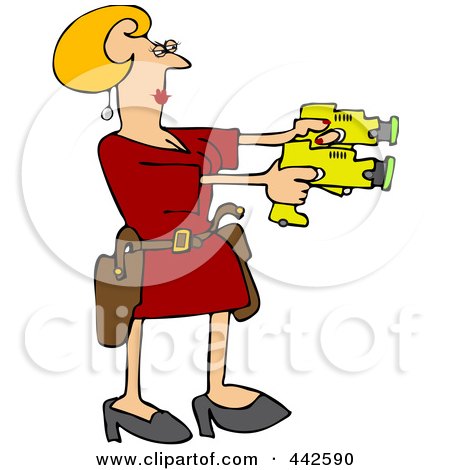 Royalty Free Stock Images on Blond Woman Drawing Two Taser