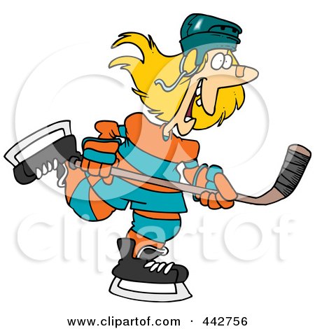 Royalty-free clipart picture of a female hockey player, 