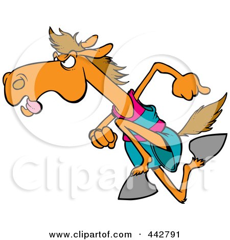 horse racing cartoon. of a Cartoon Racing Horse