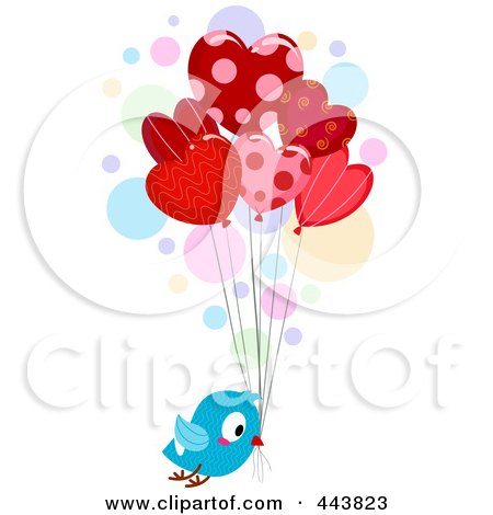 love heart balloons. Love Bird Delivering Heart