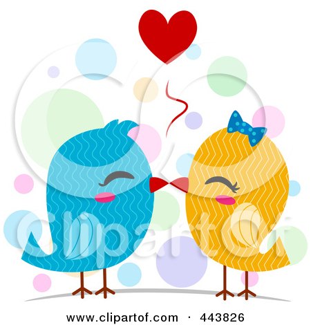 love birds illustration. of Kissing Love Birds