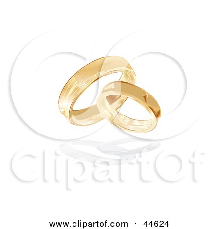 Clipart Illustration of a Pair Of Entwined 3d Gold Wedding Band Rings by 