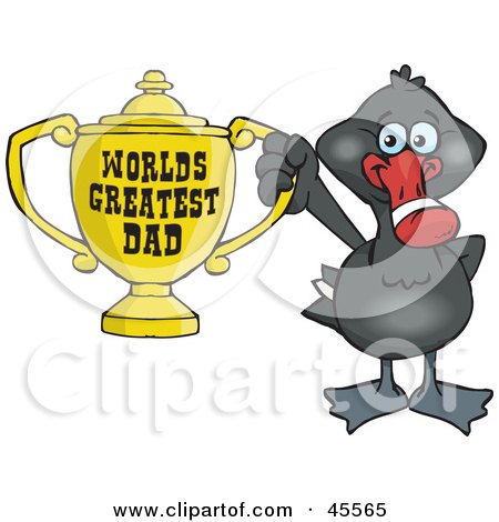 Royalty-free father's day clipart picture of a black swan bird character 