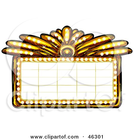 Free (RF) Clipart Illustration of a Blank Illuminated Gold Casino