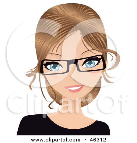 Royalty-Free (RF) Clipart Illustration of a Dirty Blond Caucasian Secretary Wearing Glasses