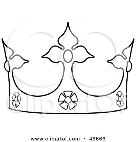 clip art crown outline. Royalty-free clipart picture of a black and white crown outline, 