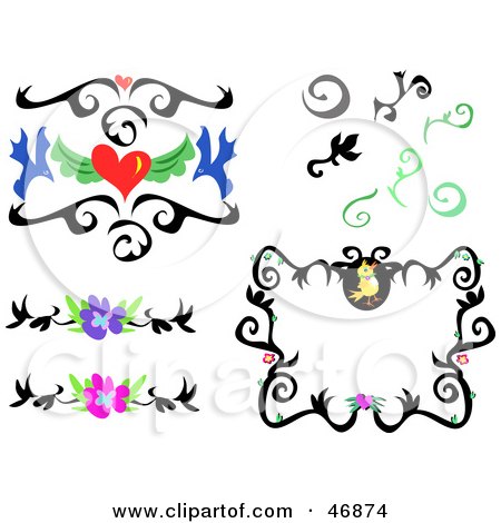  RF Clipart Illustration of a Digital Collage Of Black Tattoo Designs