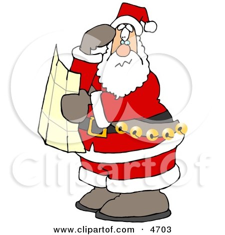 santa clause. Lost Santa Clause Holding a Map and Looking for Directions Clipart by Dennis 