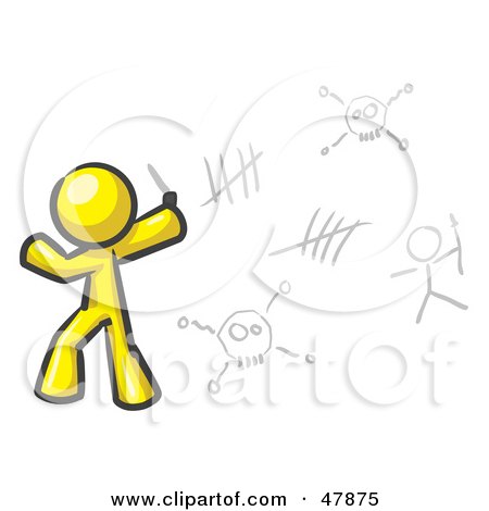 Yellow Design Mascot Man Writing Tribal Designs On A Wall Posters 