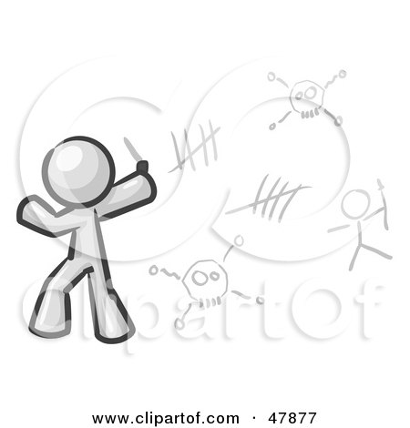 RoyaltyFree RF Clipart Illustration of a White Design Mascot Man Writing 