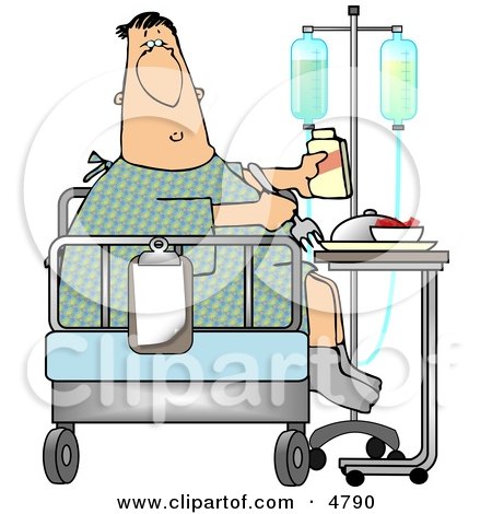 ... Patient Eating Lunch On the Bed of his Hospital Room Clipart by djart