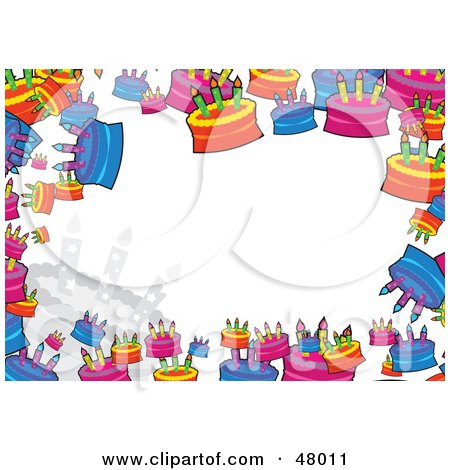 Picturebirthday Cake on Of A Colorful Stationery Border Of Birthday Cakes On White By Prawny