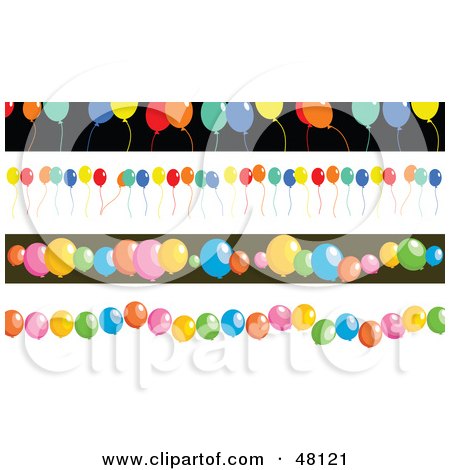Royalty-free clipart picture of a digital collage of party balloon borders.