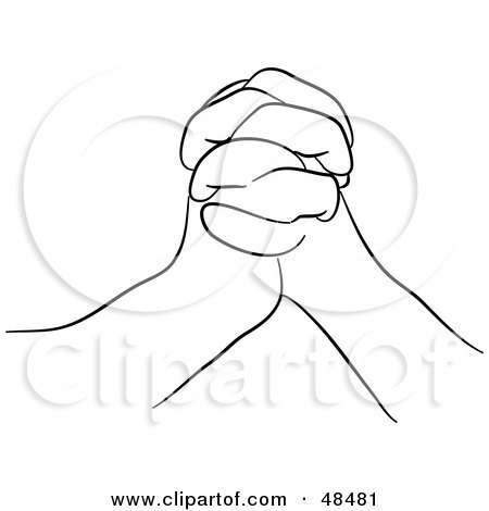 Royalty-free clipart picture of a pair of black and white praying hand 