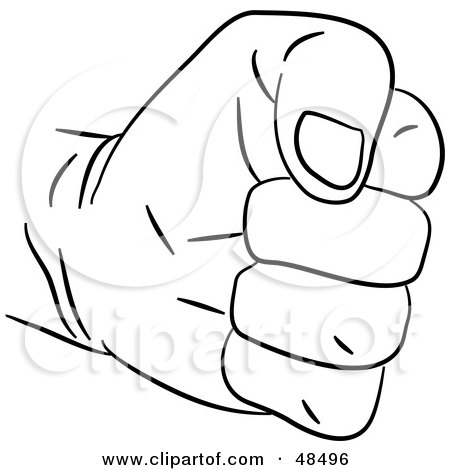RoyaltyFree RF Clipart Illustration of a Black And White Fisted Hand by