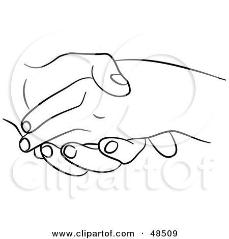 Royalty-free clipart picture of a black and white outline of hands holding 