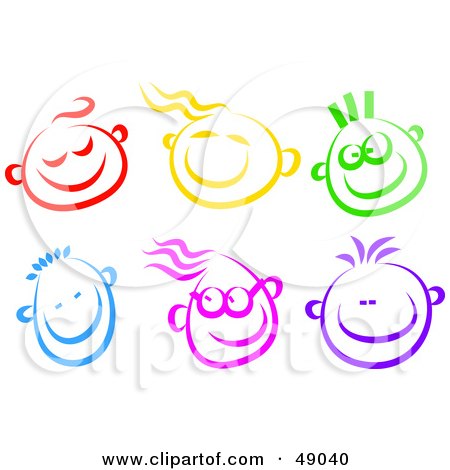 Royalty-free clipart picture of a digital collage of happy children faces, 