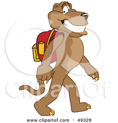Cartoon Characters Walking To School. Mascot Character Walking