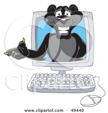 Royalty-free clipart picture of a black jaguar mascot character in a 