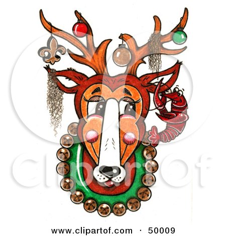 clip art new orleans. Royalty-free clipart picture of a mounted new orleans reindeer with 