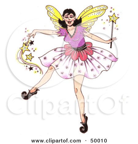 Royalty-free clipart picture of a dancing fairy godmother spreading pixie 