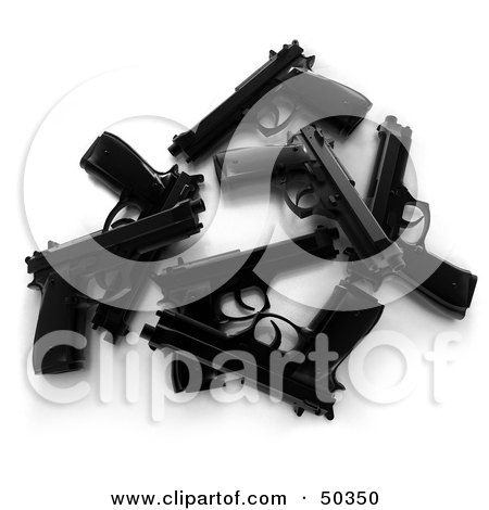 RoyaltyFree RF 3D Clipart Illustration of Black Toy Squirt Guns Version