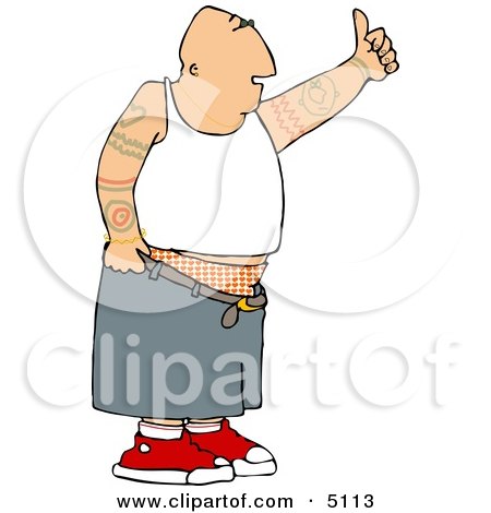 Clipart of a gangster man with tattoos.