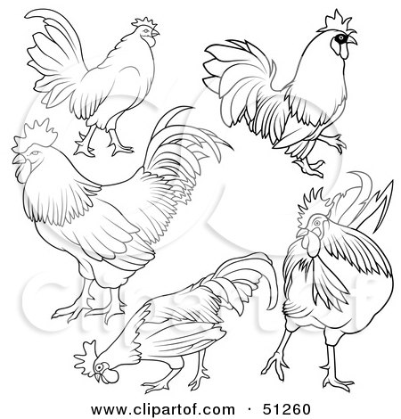 RoyaltyFree Vector Clip Art Illustration of an Outline Of Chicken In A Pan 