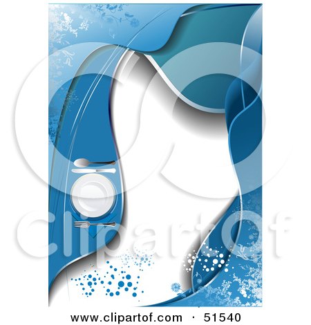 Royalty-free clipart picture of a blue menu background with waves,