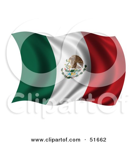 Royalty-free clipart picture of a wavy Mexico flag.
