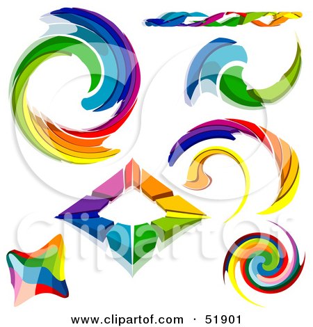 Royalty-Free (RF) Clipart Illustration of a Digital Collage of Rainbow Logo 