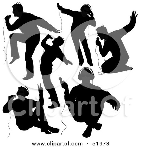 Clipart Illustration of a Digital Collage Of Silhouetted Male Singers
