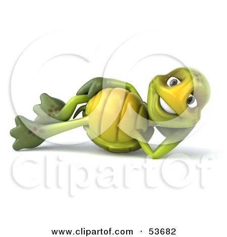 53682-Royalty-Free-RF-Clipart-Illustration-Of-A-3d-Green-Tortoise-Resting-On-His-Side-And-Smiling.jpg