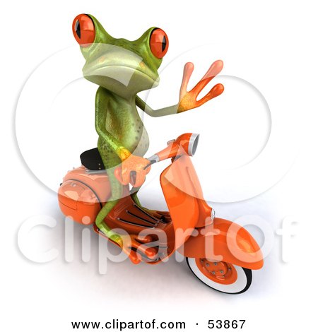 Orange Tree Frog. Tree Frog Riding An Orange