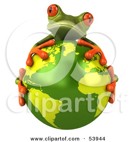 RoyaltyFree RF Clipart Illustration of a Cute 3d Green Tree Frog Hugging