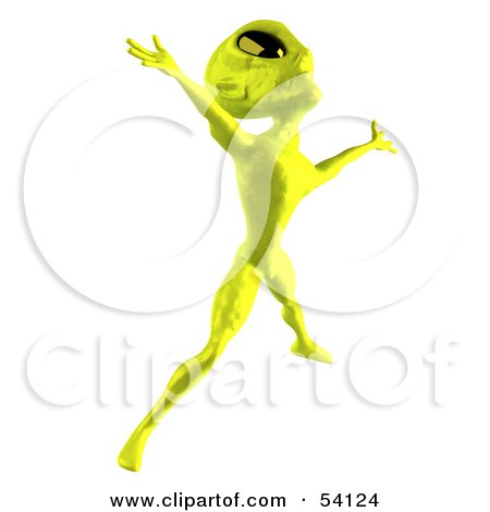 Royalty-free clipart picture of a 3d green alien being dancing - pose 4, 