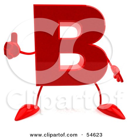 letter b tattoo. 3d Red Letter B With Arms