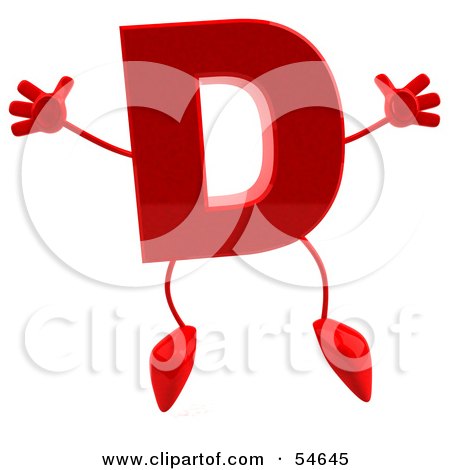 54645-Royalty-Free-RF-Clipart-Illustration-Of-A-3d-Red-Letter-D-With-Arms-And-Legs