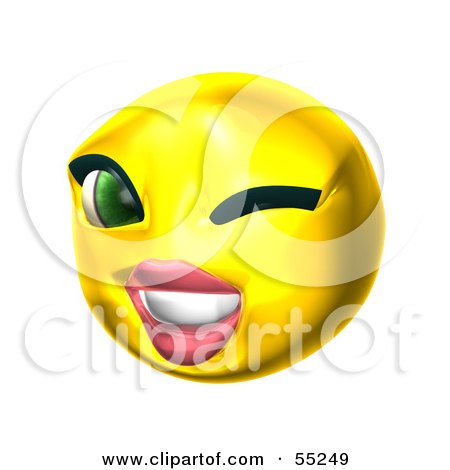3d Yellow Female Smiley Face Winking