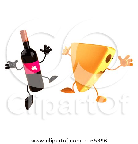 http://images.clipartof.com/small/55396-Royalty-Free-RF-Clipart-Illustration-Of-3d-Cheese-Wedge-And-Wine-Bottle-Characters-Jumping-Version-2.jpg